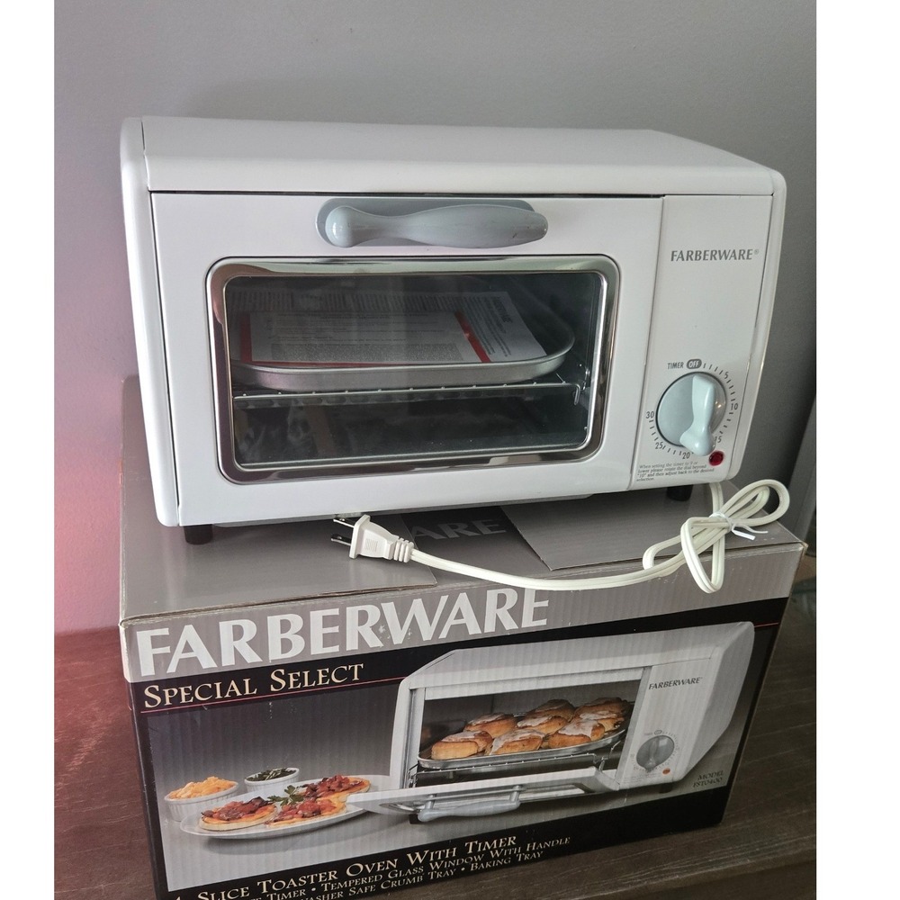 Farberware FSTO400 Special Select 4 Slice Toaster Oven Timer Open Box Vintage - Picture 7 of 9